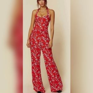 Blue Life Red Floral Jumpsuit